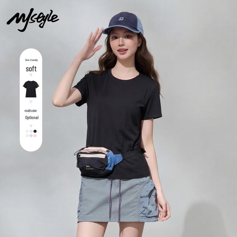 MJ STYLE Women's Pique Fitted Short-Sleeve T-shirt