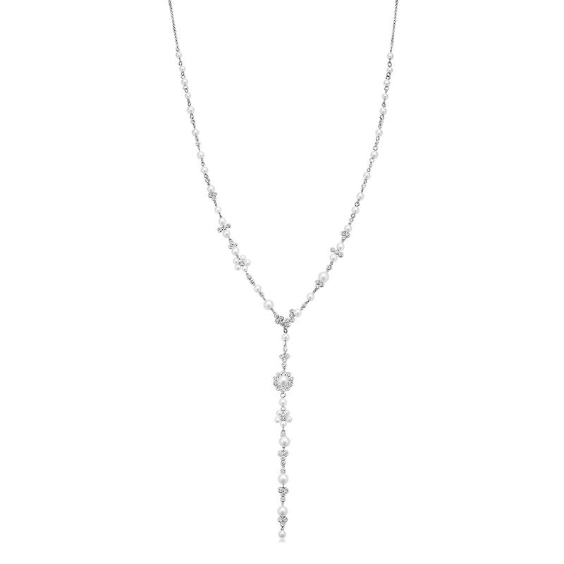 APM Monaco Flower design 925 silver pearl necklace women s white AC6022XPL