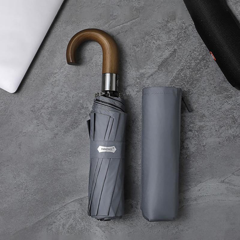 

Складные зонты из ветрозащитного дерева класса люкс китайской корпорации Umbrella Corporation с защитой от ультрафиолета автоматический зонт для мужчин на открытом воздухе серый