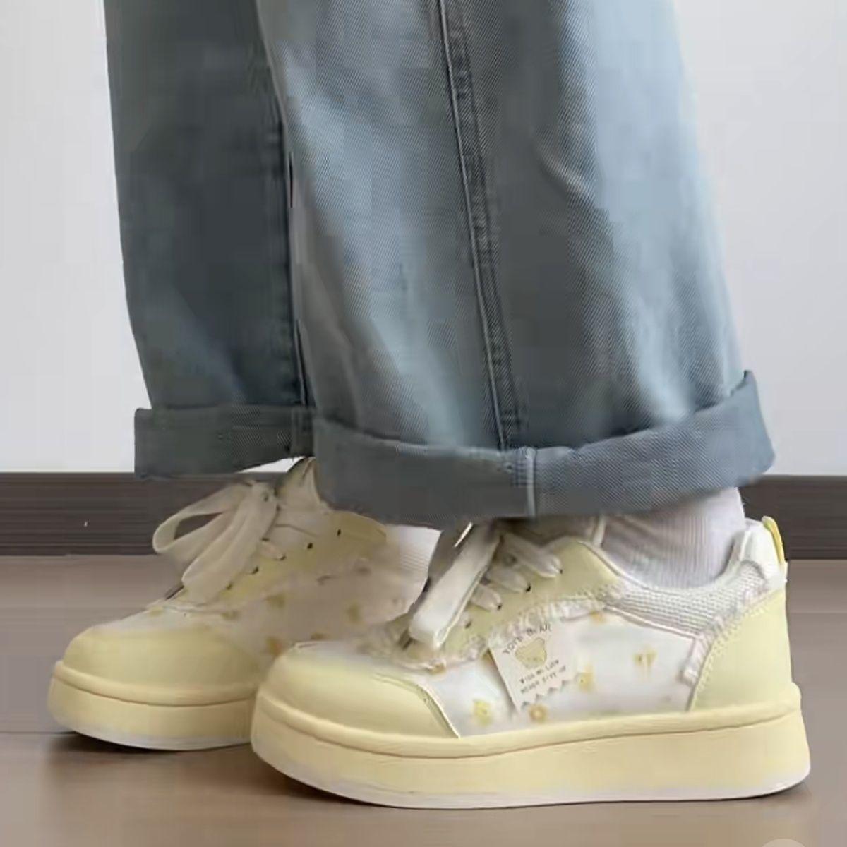 

Кампус ветер новый пустошь ветер студент пустошь лето дышащие кеды спорт высокая ценность круглый носок повседневная обувь 40 жёлтый