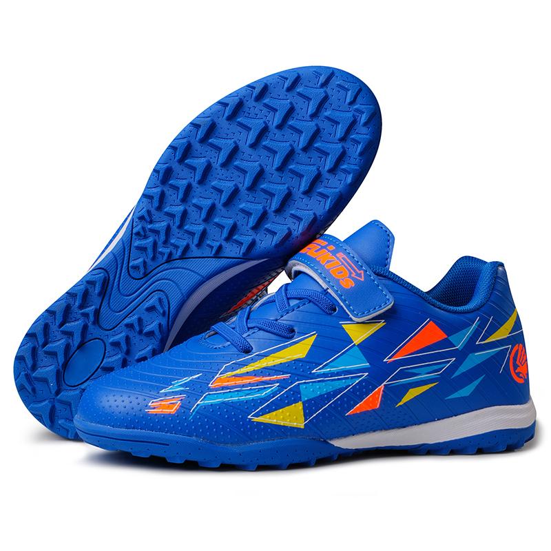 29-39 Kids Soccer Cleats Rubber Non-slip Velcro Lacing Artificial Turf Football Boots Outdoor Sports Training Football Shoes