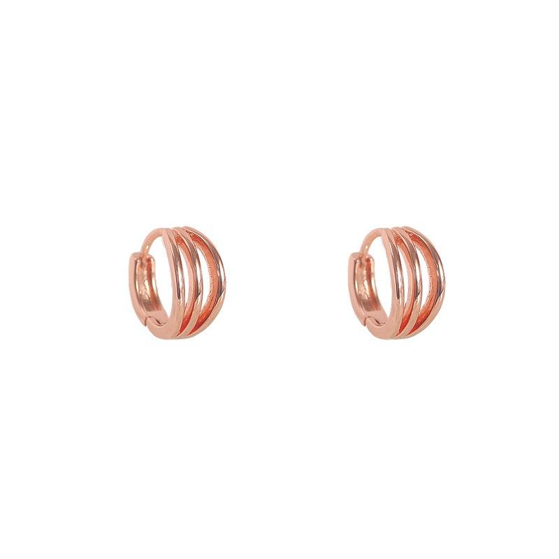 Women 925 Silver Needle Rose Gold Buckle Hoop Earrings Advanced Niche Ear Jewelry