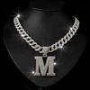 Hip Hop Full Diamond English Letter M Alloy Pendant Fashion Men's Trendy Accessories Hip Hop Accessories