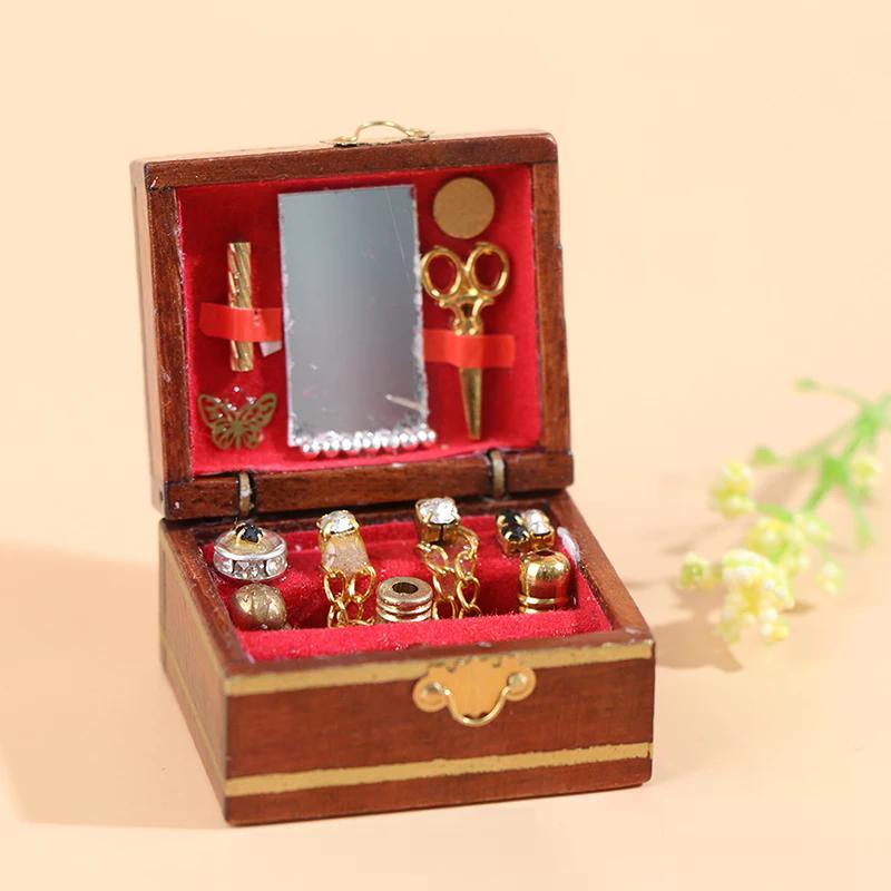 1pc Model Dollhouse Miniatures Mini Jewelry Box Children Diy Doll Perfect Gift For Kids Safe For Children Fun Play Toy