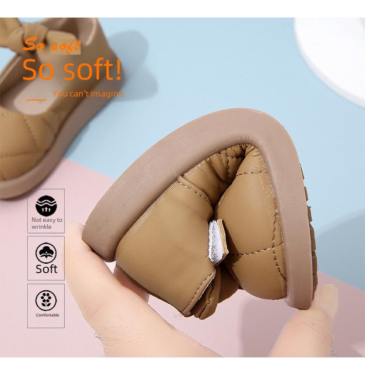 Princess Style Girls' Leather Shoes for 1-3 Year Olds, Breathable and Fashionable Children's Footwear