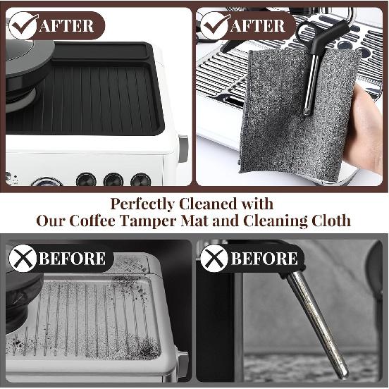 Espresso Machine Tamping Mat Accessories Compatible with Breville 870/880, Espresso Tamper Mat and Microfiber Cloths, Food Grade Silicone and Barista