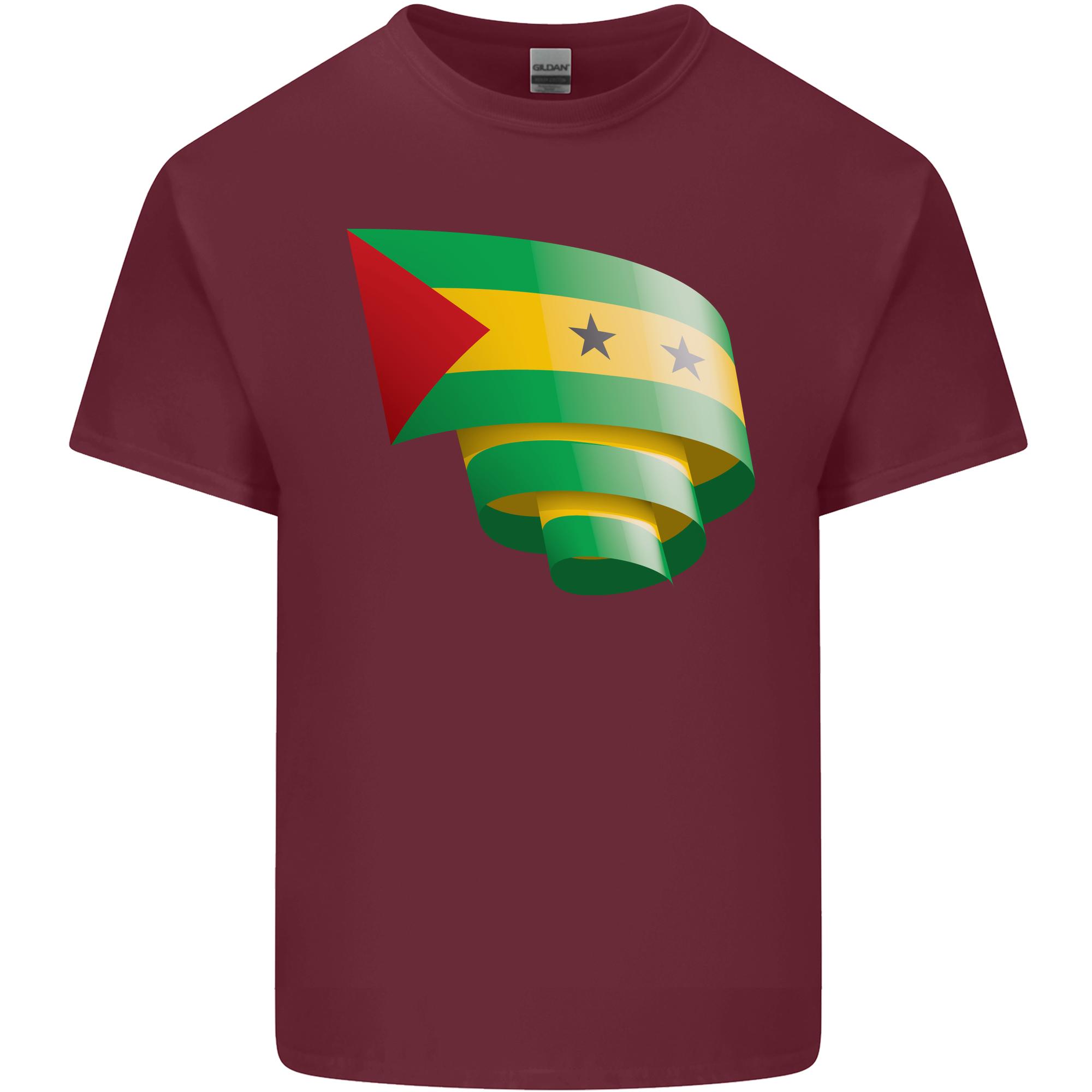 Curled Sao Tome and Principe Flag Day Football Unisexs Light Cotton TShirt S