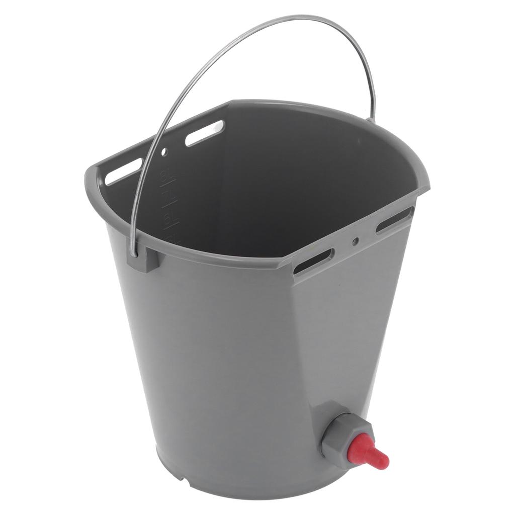 8L Feeder Bucket with 2 Nipple Milk Feeding Barrel Livestock Farm Accessory GrayFor Lamb
