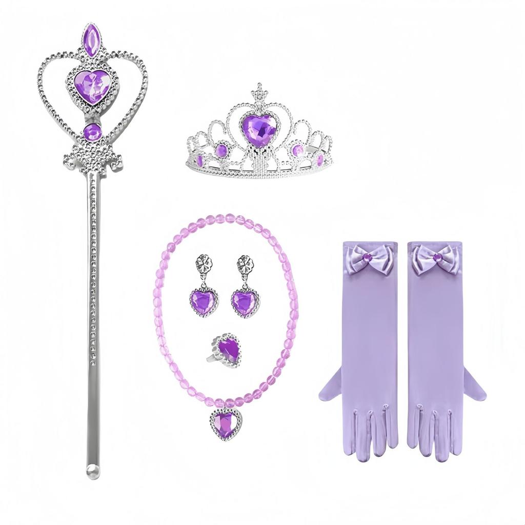Princess Accessories Gloves Wand Crown Jewelry Set Wig Necklace Braid for Princess Dress Clothing Cosplay Dress UP