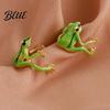 Gender-neutral Frog Ring 2Pcs Finger Rings Handmade Tree Design Bands