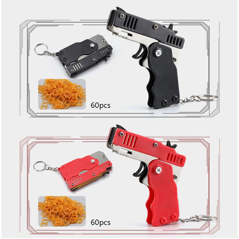 2Pcs Rubber Band Keychain Gun Competitive Shooting Toy 60 Rubber Bands Outdoor Activities Party Game Birthday Gift For Children