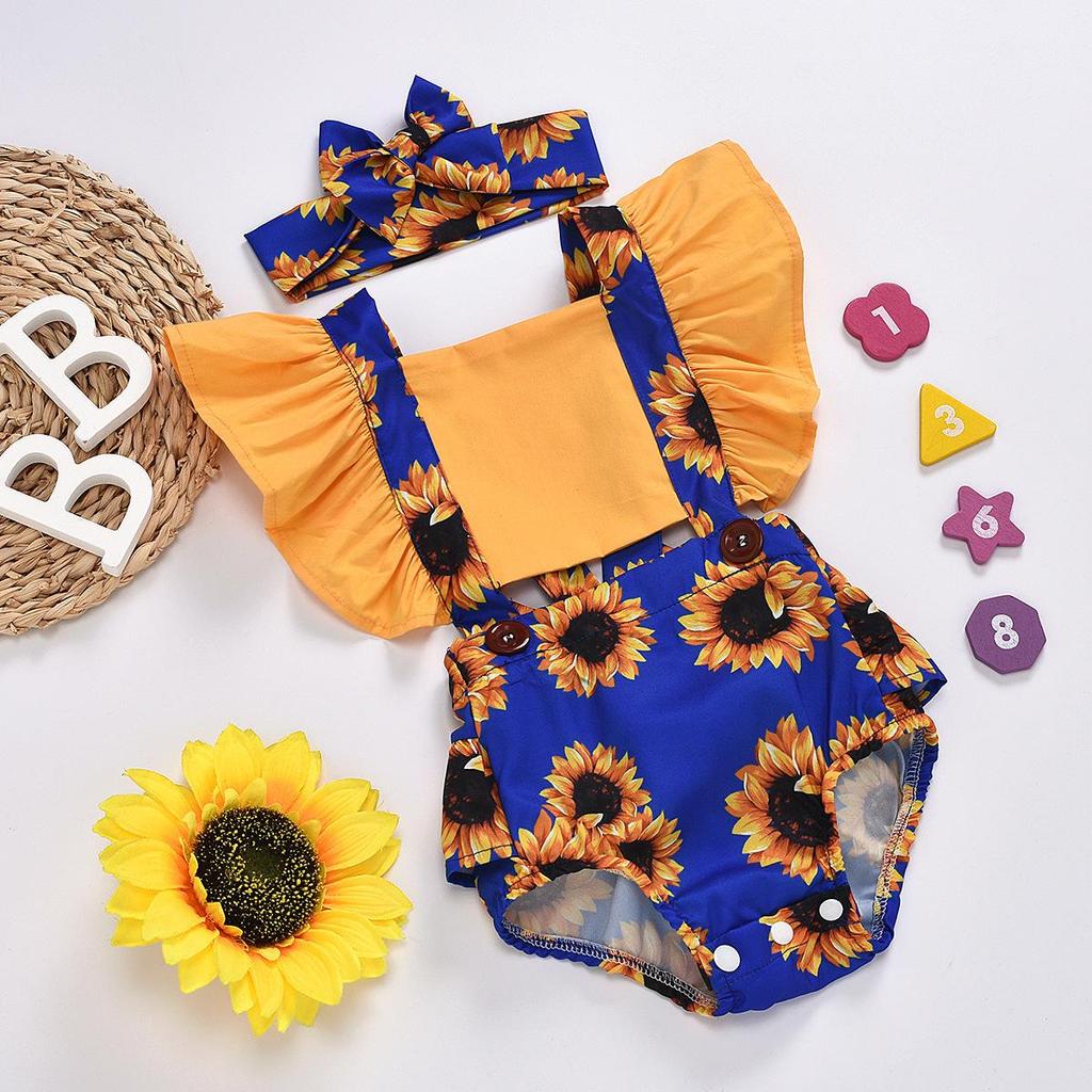 Leopard Print Baby Romper Set: Summer Bodysuit & Headband for Girls