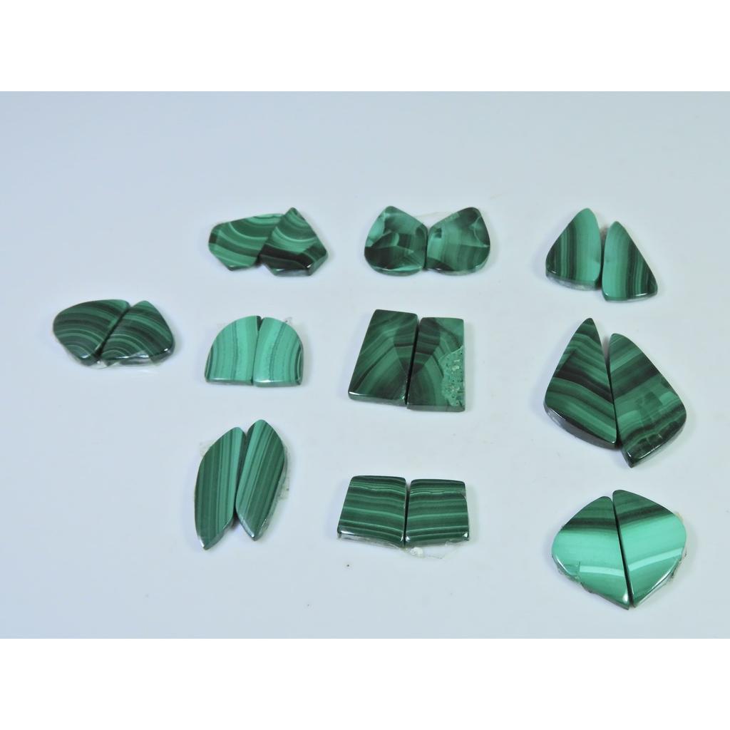 Natural Malachite Matched Pair Fancy Cabochon Loose Gemstone 10 Pair Lot C-863