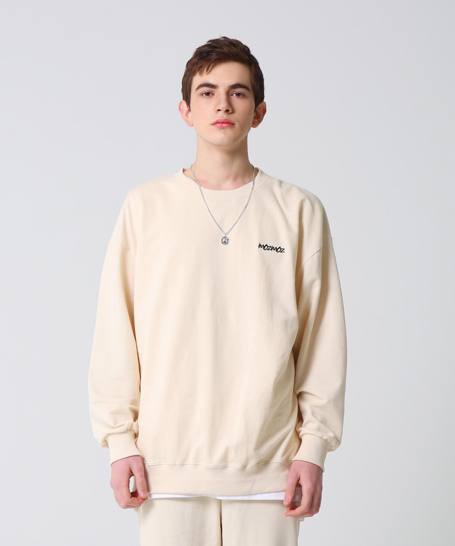 Moz Moz Color Chip Мини Французская Оверсайз Вышитая Толстовка Кремовая 2