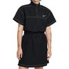 Nike Solid Color Logo Micro Mark Casual Stand Collar Short Sleeve Dress Women Dresses Black DM6197-010
