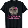 LUjiu Funny I'm Literally Just a Girl Sad Hamster Meme T-Shirt