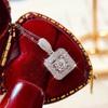 Ladies' Square Pendant Necklace, Round Synthetic Zircon Design, Gorgeous Jewelry, Bride and Anniversary Gift