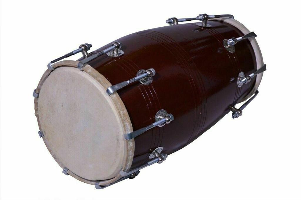 Handmade Dark Wood Indian Folk Dholak Drum with Protective Cover – Traditional Percussion Musical Instrument