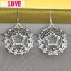 925 Sterling Silver Round Star Drop Earring Jewelry
