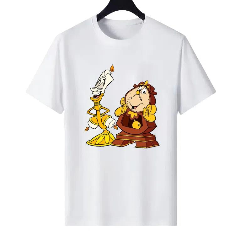 

Disney Beauty And The Beast Pattern Woman Fashion Parent-child Clothing Cartoon Children s Short Sleeves T-Shirt Blouses 120