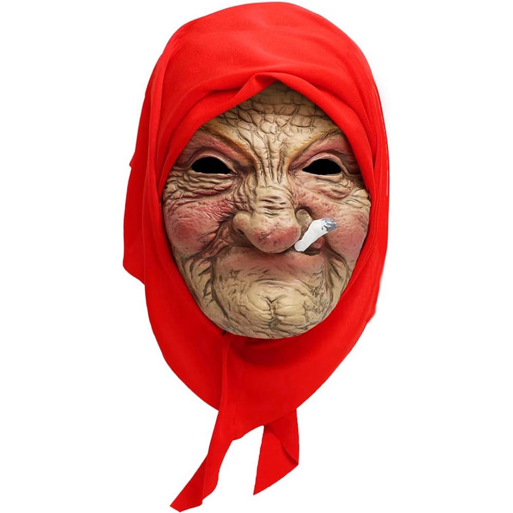 Little Red Hood Smoking Grandma Old Woman Mask For Halloween Party Props