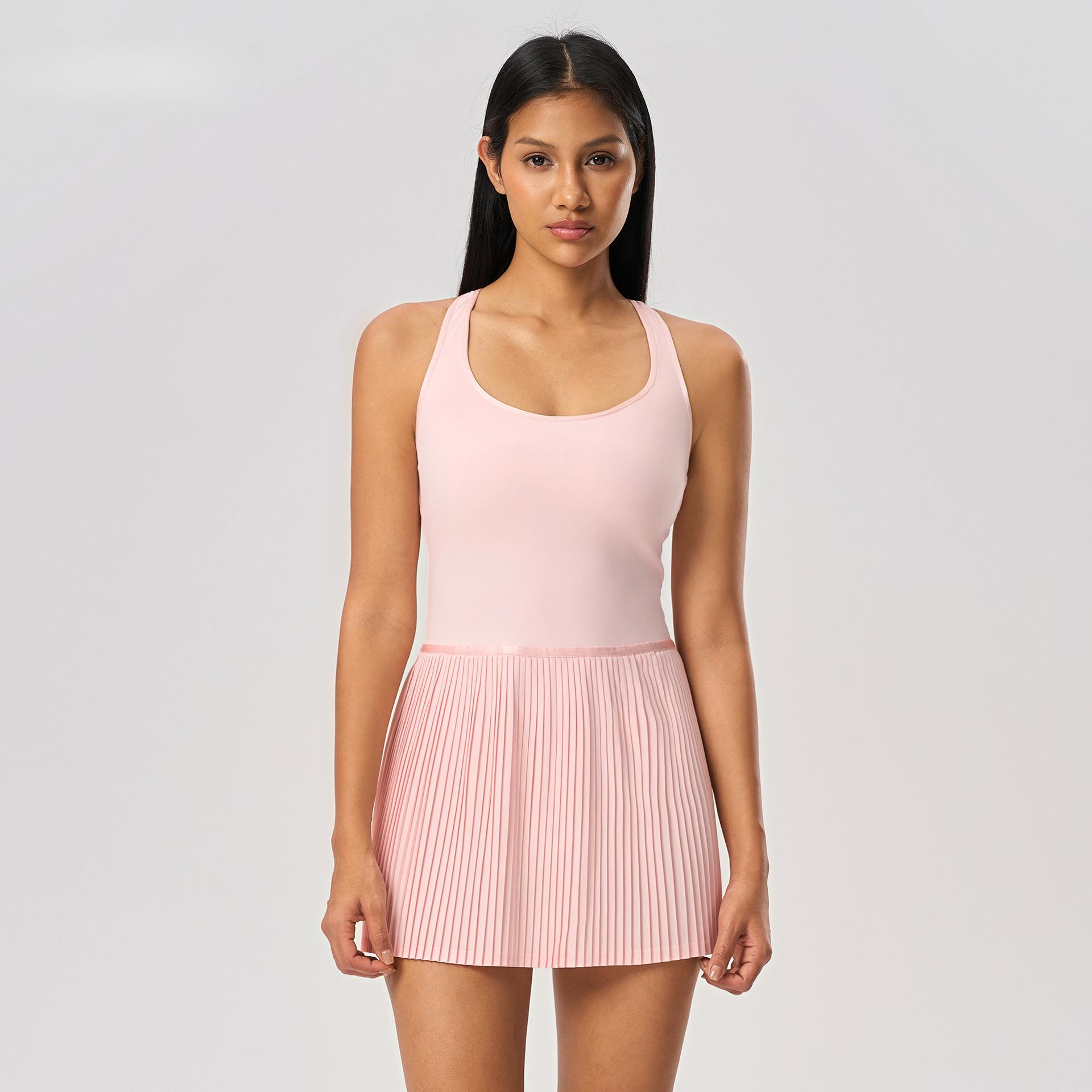 

Летнее спортивное платье для женщин, защитное от воздействия окружающей среды, плиссированная юбка для занятий фитнесом и теннисом, с накладкой на грудь, костюм для йоги 2XL