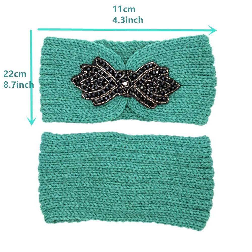 Crystal Beaded Winter Knit Headband Warm Turban Headwrap Hairbands Wool Ear Warmer Headscarf Head Wear Hair Accessories for Women Bandeau Bandanas