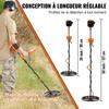 Waterproof Metal Detector, 12" Coil, Professional Rechargeable Gold Detector, 39-50 in Adjustable with LCD 7 Modes Advanced DSP Chip Bluetooth