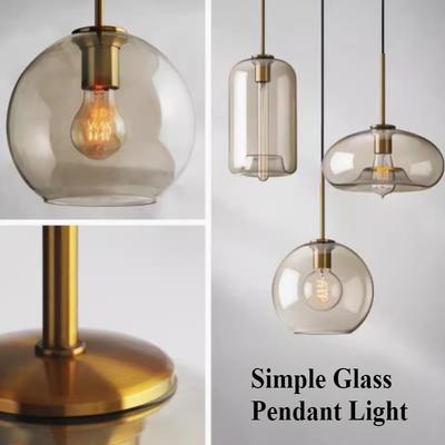 Nordische LED Hochwertige Glas-Pendelleuchte Goldfarbener Kopf Verschiedene Glasformen Schlafzimmer Wohnzimmer Restaurant Flur