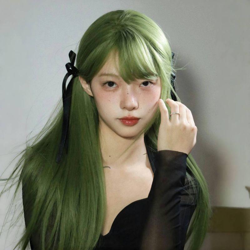 

Парик женский длинные волосы 100 см зеленый стиль мори фото кос лето лолита универсальный искусственный пушистый женский форма комикс-шоу Brown Green 60cm hair net