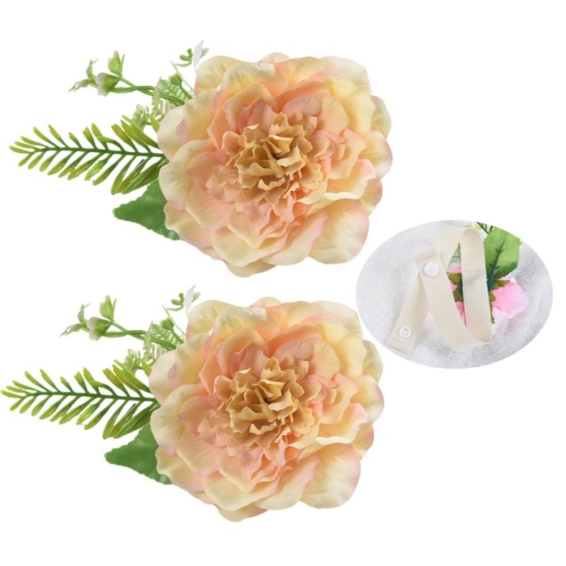 Contemporary Artificial Flower Curtain Fastening Clips Set of 2 Decorative Window Drapery Holders Tieback Straps Buckles