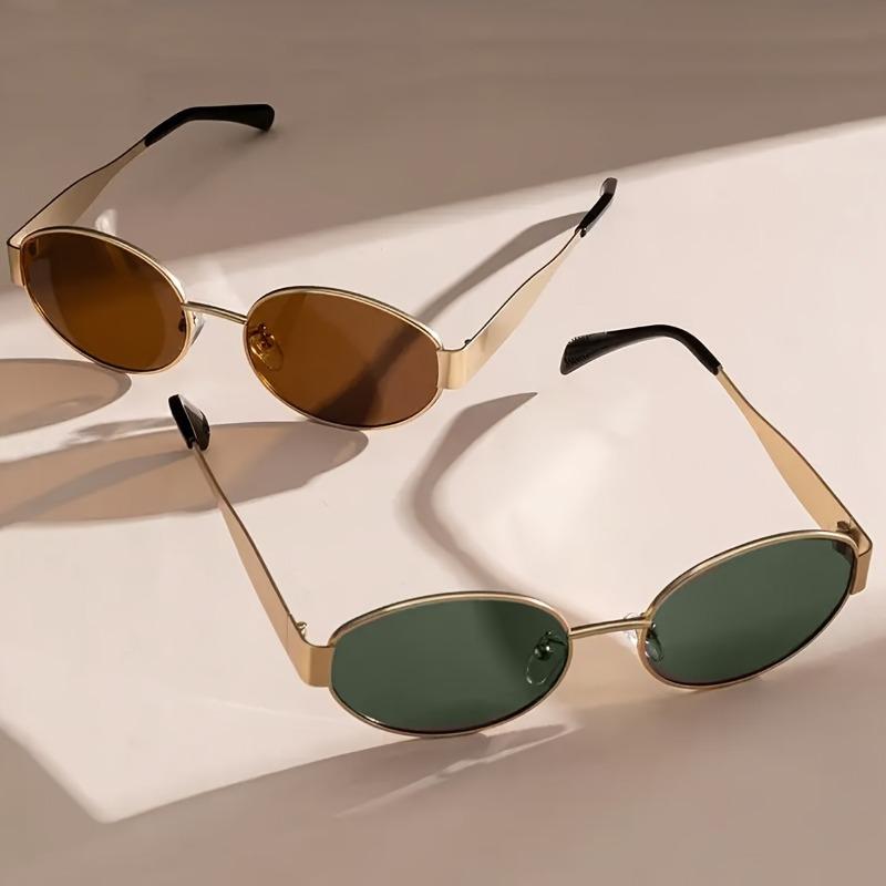 2-piece Women's Retro Oval Metal Frame Glasses Suitable for Daily Commuting Pography Decoration and Fashion Choices