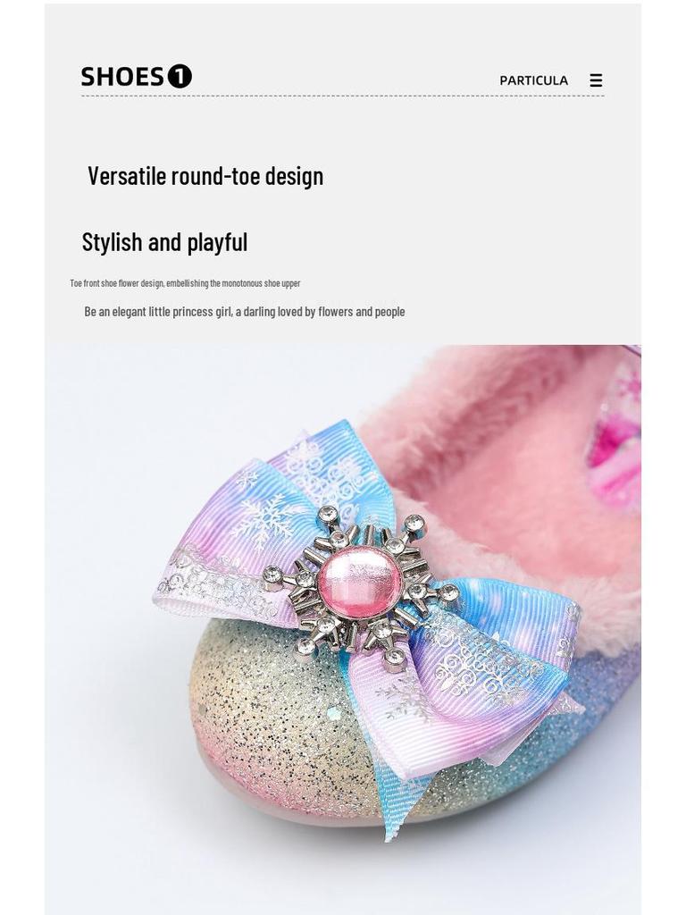 Kristall Prinzessin High Heels: Winter-Fleece gefütterte Schuhe für Mädchen mit Schleifen-Design