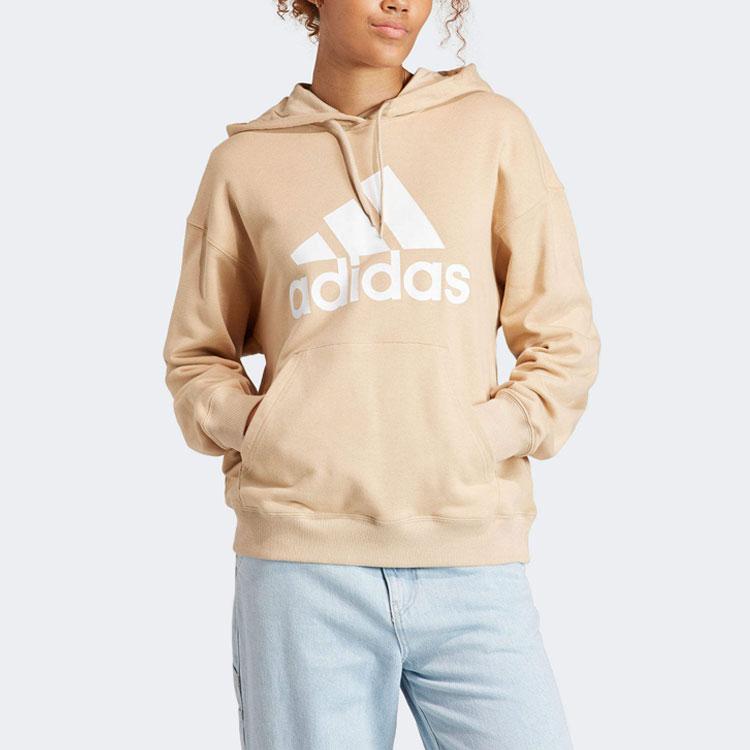 adidas Essentieller Buchstaben-Logo-Print Locker Langarm-Hoodie Damen Hoodies Beige IR5448