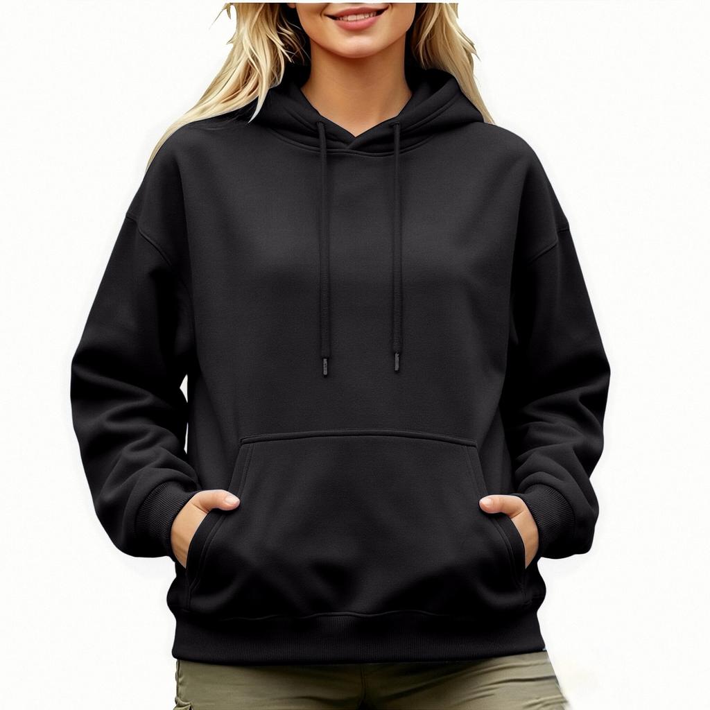 Felpa con cappuccio oversize da donna a spalle scese, manica lunga, per l'autunno