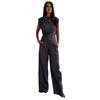 Women Two Piece Outfits Summer Sleeveless Irregular Hem Top And Wide Leg Pants Set Casual Business Office Set
