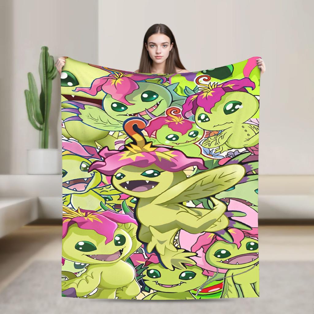Digimon Plush Blanket Girls Boys Flannel Throw Blanket For Couch Chair Super Soft Quality Bedspread Gift