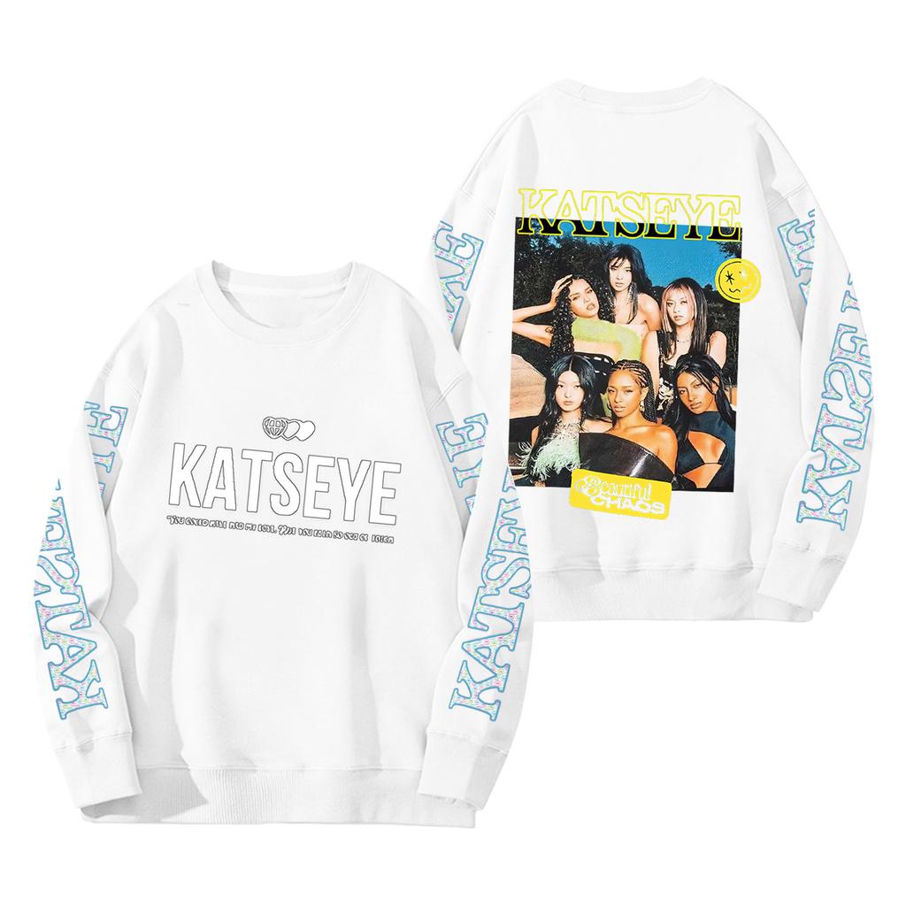 Women's Fashion Long Sleeve Print Round Neck Loose Pullover Sweater Top