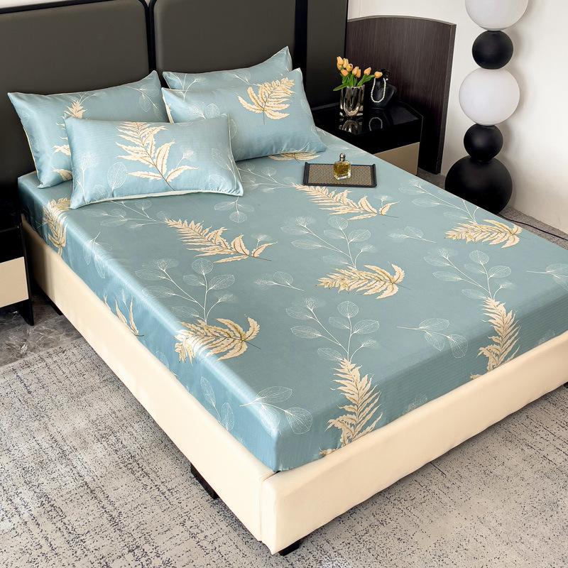 Saltea nouă imprimată din mătase de gheață, covoraș din mătase de gheață, husă protectoare de saltea antiderapantă, covoraș moale pentru aer condiționat de vară, saltea