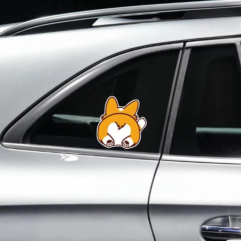 Corgi Car Sticker Cartoon Dog Vinyl Waterproof Decal for Electric Car Motorcycle Window Body Helmet Bumper SUV Auto Decor