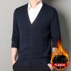 Autumn Winter Men's Smart Casual Knit Cardigan V-neck Sweatercoat Men Solid Knitting Fleece Sweaters Outwear