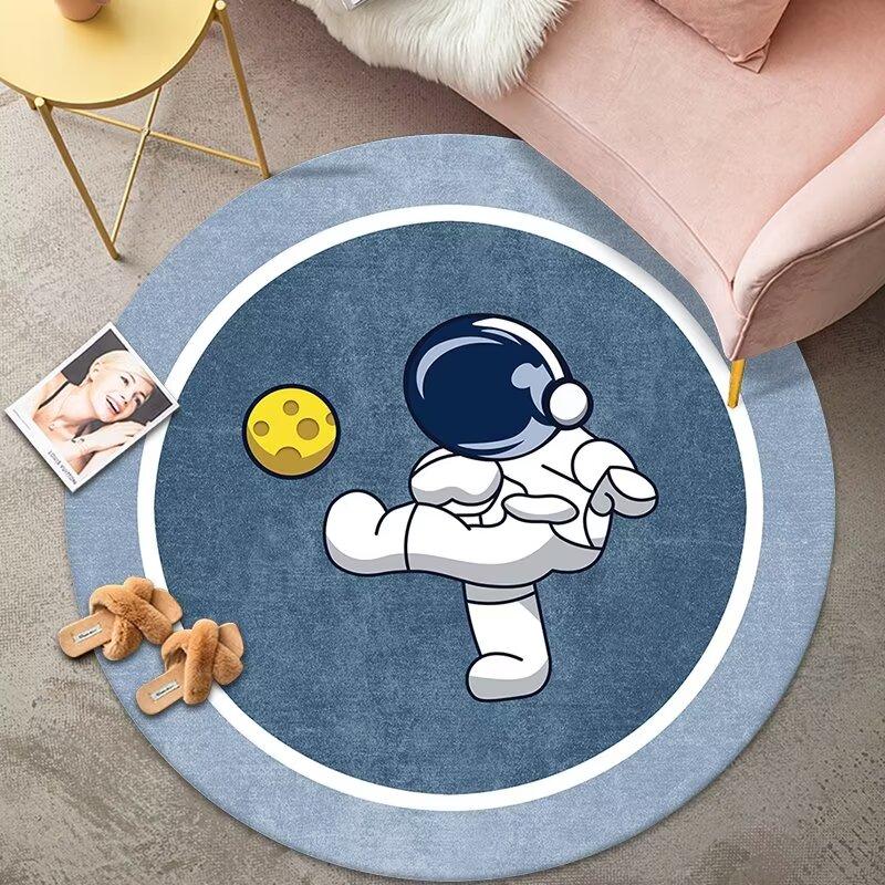 Modernes Kinderzimmer Runder Teppich Cartoon Astronauten Dekor Teppiche Junge Kinderzimmer Nachttischteppich Wohnzimmer Sofa Stuhl Bodenmatte