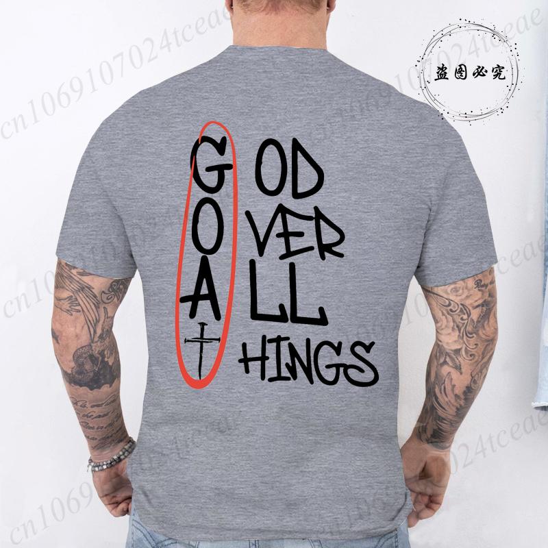 Mens God Over All Things Printed TShirt Oversized Vintage Clothing Graphic Tees for Men Women Short Sleeve Summer Shirts Tops