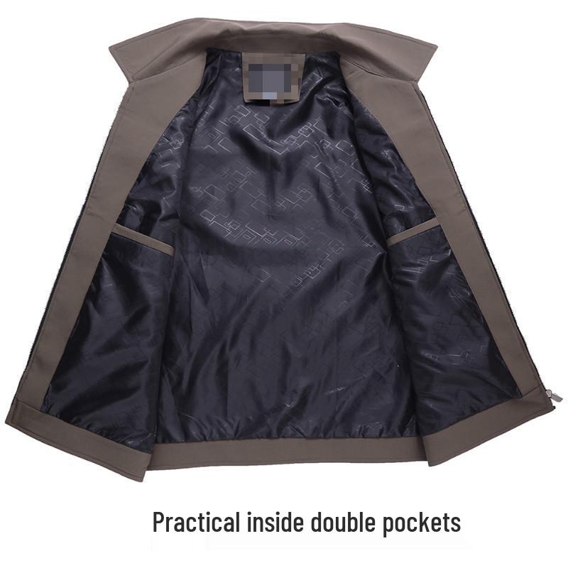 Men's Lapel Jacket - Mid-Aged & Elderly Spring/Autumn/Winter Overcoat Dad's Wear