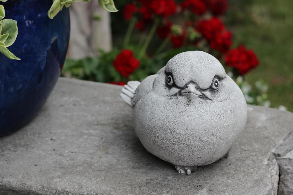 Decorative Garden Sculpture Fat Gray Bird