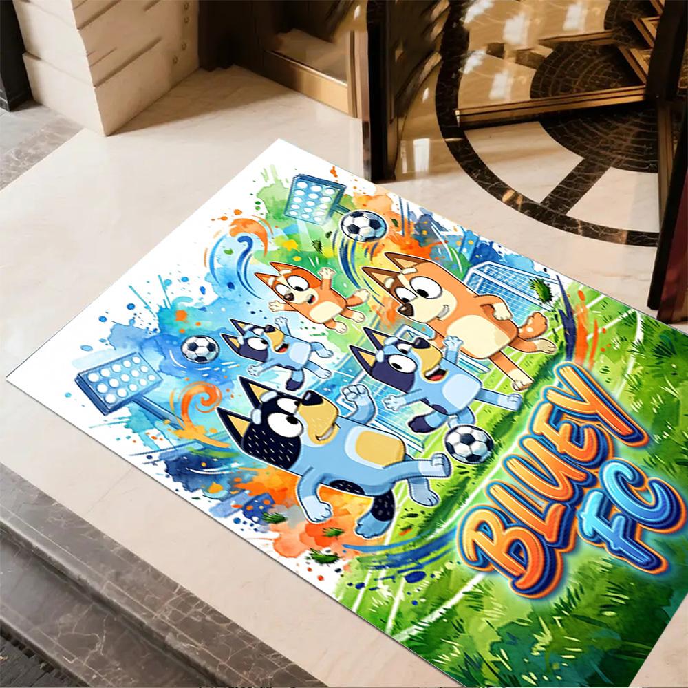 Bluey's Soccer Adventure Personalized Text Area Rug Suitable for Living Rooms Game Room Decorate room Bedrooms Antislip Carpet Anime Office Decor