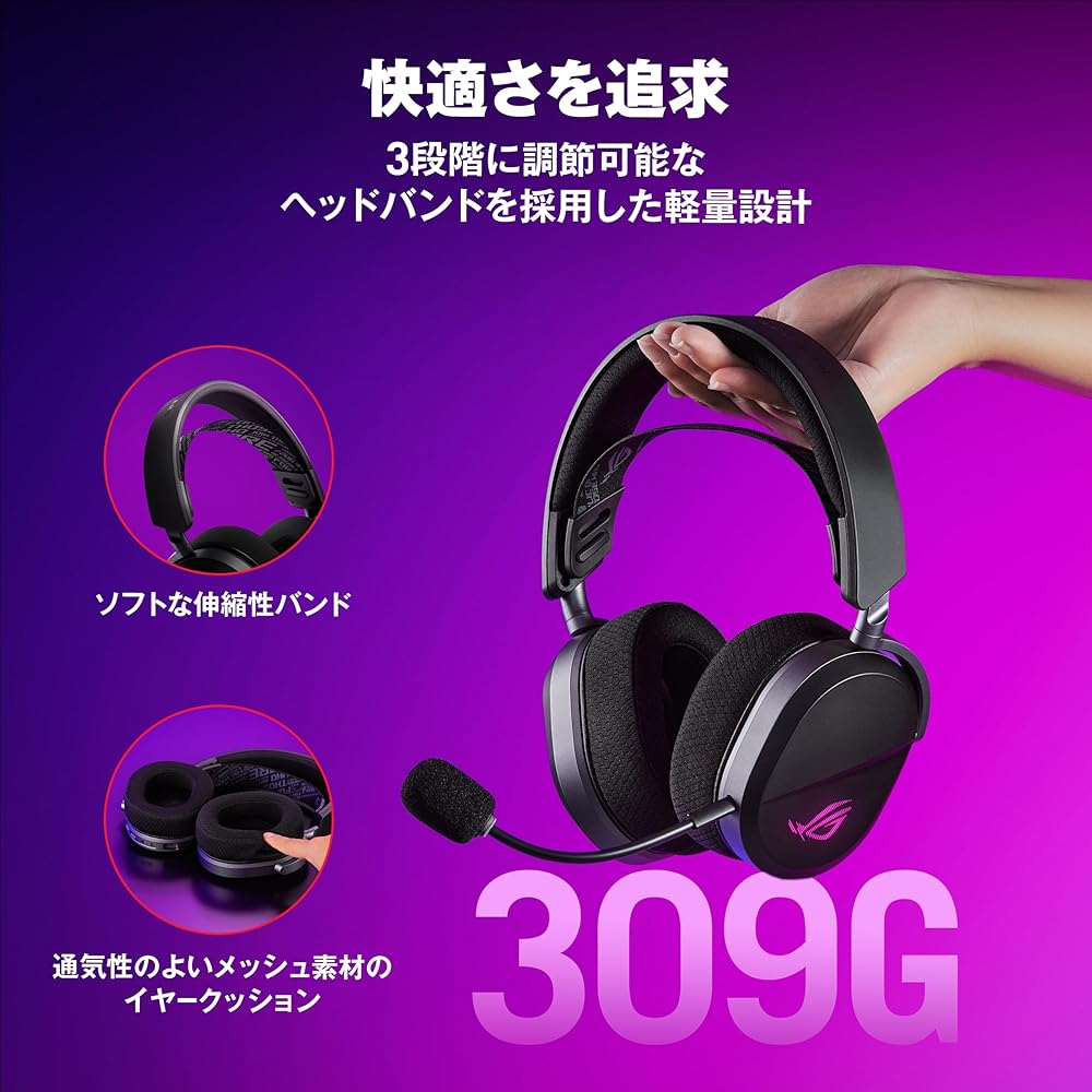 ASUS ROG Pelta Wireless Gaming Headset Bluetooth USB-C 50mm Drivers Lightweight 309g