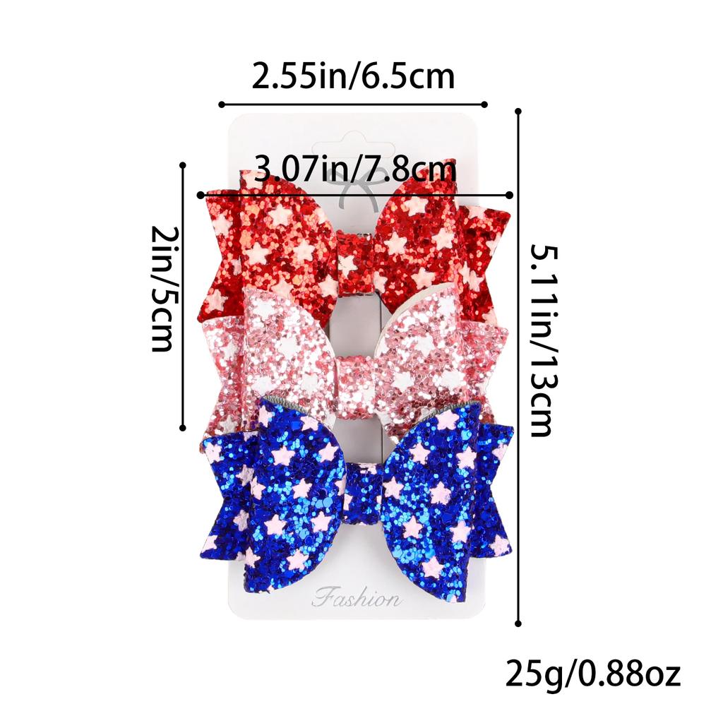 3PCS Colorful Hair Bows with Clips Cute 3'' Glitter Hair Bws Hairpin Barrettes Hair Clip Headwear Children Kids Hair Accessories