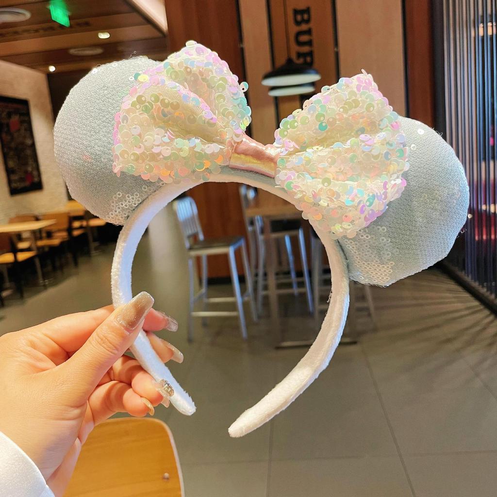 Sparkling Amusement Park Headband Cute High Skull Top Anti Slip Face Wash Bow Headband Headband Hair Accessories for Women