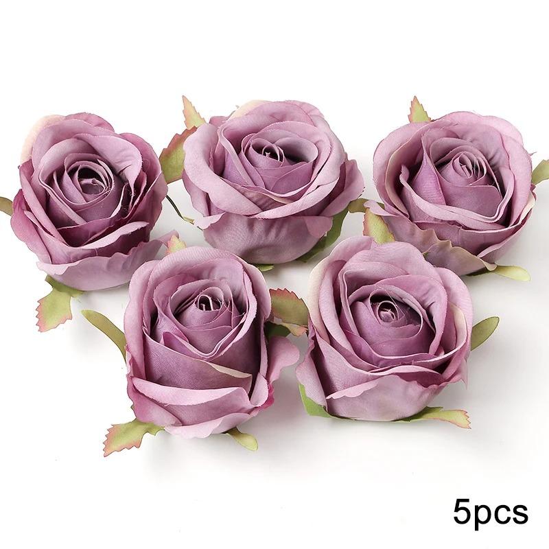 Purple Artificial Flowers Heads Silk Fake Flowers For Home Decor Party Wedding Decoration DIY Valentine's Day Gifts Accessories